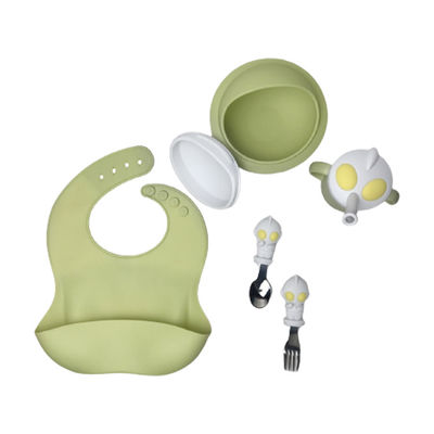 Персонаж из мультфильма формирует младенца ложка шара Bib силикона установила Bpa свободный