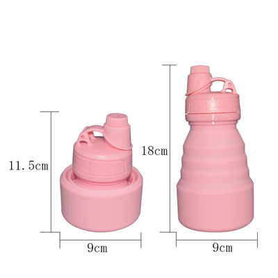 На открытом воздухе спорт складывая термоизоляцию бутылки с водой 500ml силикона розовую с крышкой